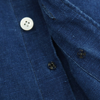 【中古】フィナモレ Finamore リネン カジュアルシャツ ブルーネイビー【サイズ37】【 状態ランクC 】【 メンズ 】