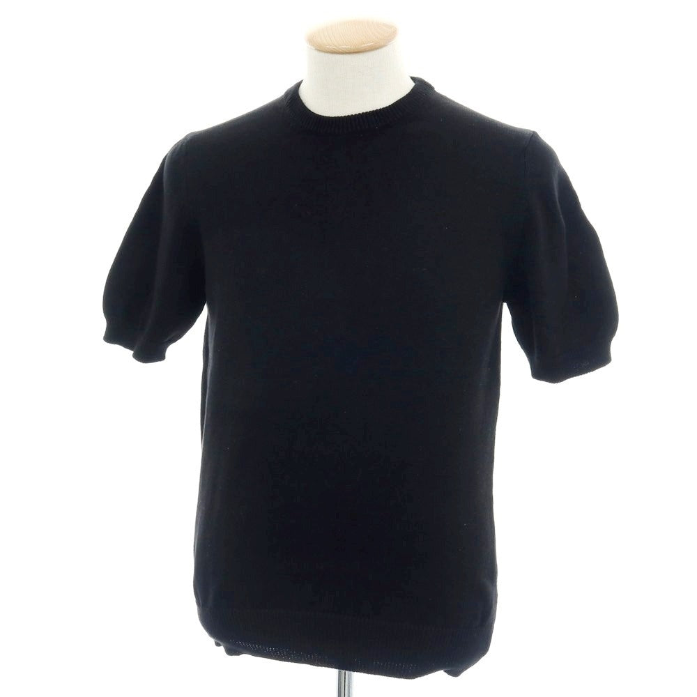 【中古】アレッサンドロルッピ Alessandro Luppi コットン クルーネック 半袖 プルオーバーニット ブラック【 46 】【 状態ランクB 】【 メンズ 】