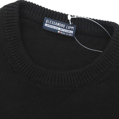 【中古】アレッサンドロルッピ Alessandro Luppi コットン クルーネック 半袖 プルオーバーニット ブラック【 46 】【 状態ランクB 】【 メンズ 】