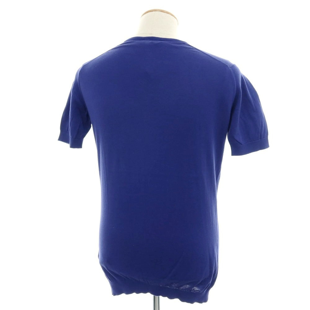 【中古】ジョンスメドレー JOHN SMEDLEY ハイゲージ コットン Vネック 半袖 プルオーバーニット ダークスマルトブルー系【 S 】【 状態ランクC 】【 メンズ 】