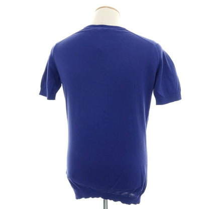 【中古】ジョンスメドレー JOHN SMEDLEY ハイゲージ コットン Vネック 半袖 プルオーバーニット ダークスマルトブルー系【 S 】【 状態ランクC 】【 メンズ 】