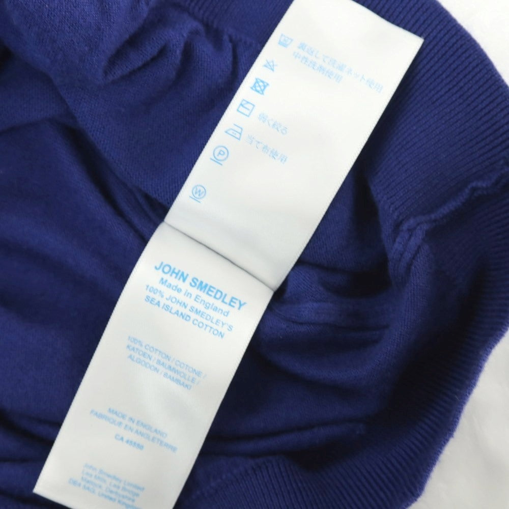【中古】ジョンスメドレー JOHN SMEDLEY ハイゲージ コットン Vネック 半袖 プルオーバーニット ダークスマルトブルー系【 S 】【 状態ランクC 】【 メンズ 】