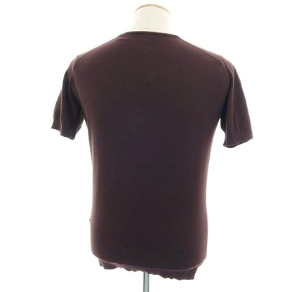 【中古】ジョンスメドレー JOHN SMEDLEY ハイゲージ コットン Vネック 半袖 プルオーバーニット ブラウン【 S 】【 状態ランクB 】【 メンズ 】