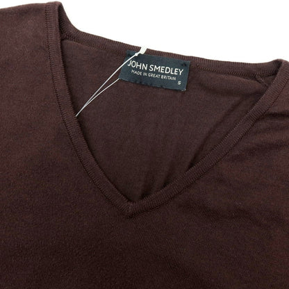 【中古】ジョンスメドレー JOHN SMEDLEY ハイゲージ コットン Vネック 半袖 プルオーバーニット ブラウン【 S 】【 状態ランクB 】【 メンズ 】