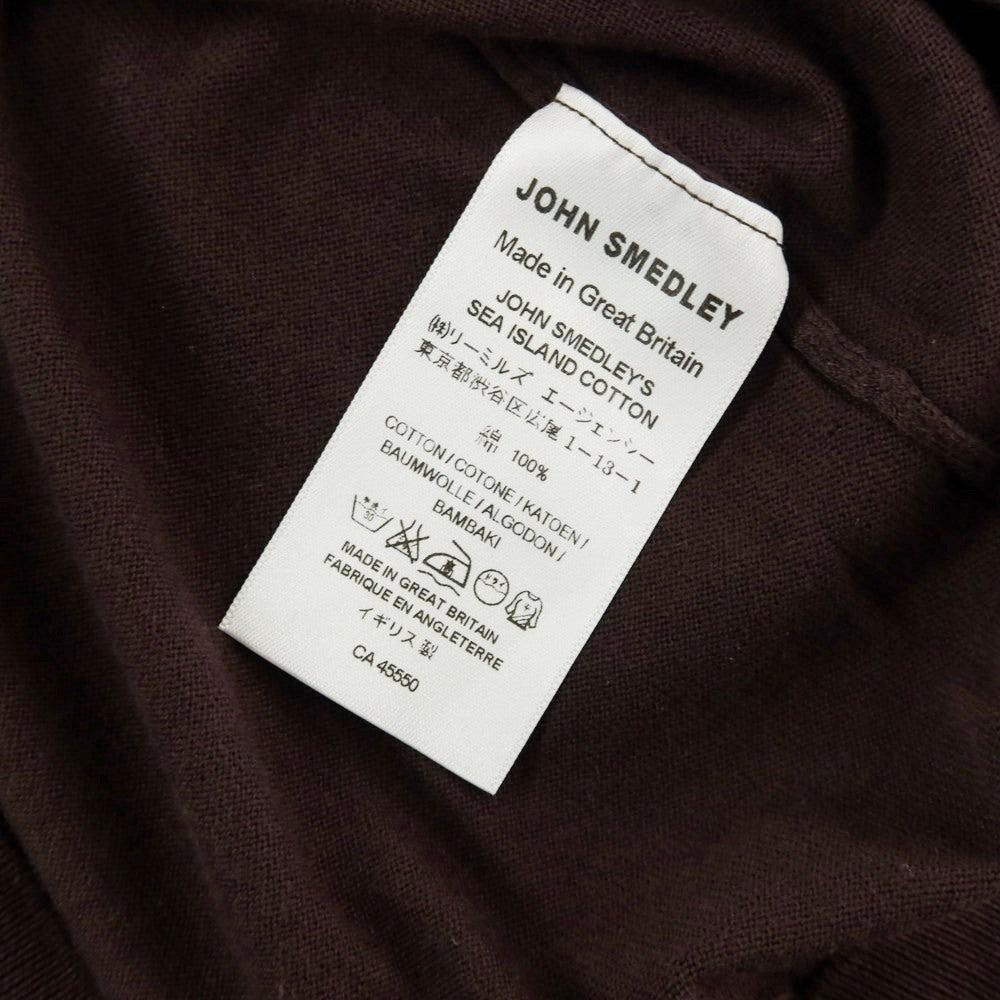 【中古】ジョンスメドレー JOHN SMEDLEY ハイゲージ コットン Vネック 半袖 プルオーバーニット ブラウン【 S 】【 状態ランクB 】【 メンズ 】