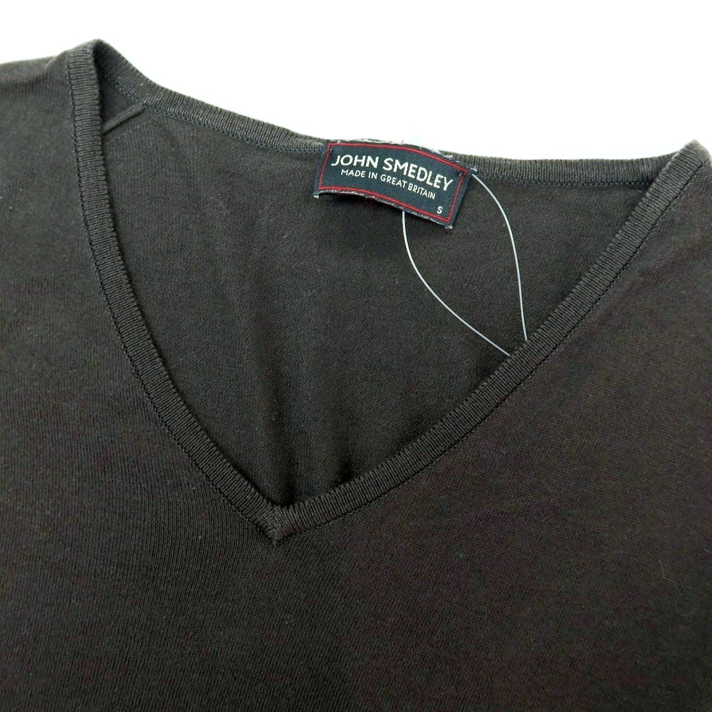 【中古】ジョンスメドレー JOHN SMEDLEY ハイゲージ コットン Vネック 半袖 プルオーバーニット チャコールグレー系【 S 】【 状態ランクC 】【 メンズ 】
