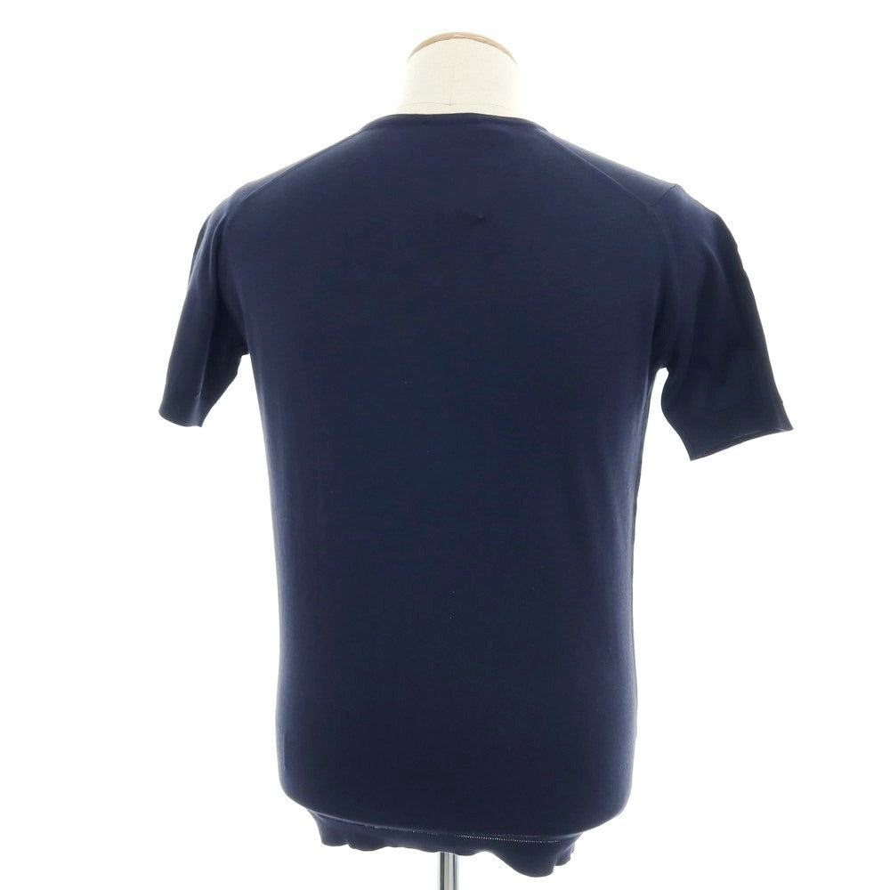 【中古】ジョンスメドレー JOHN SMEDLEY ハイゲージ コットン Vネック 半袖 プルオーバーニット ネイビー【 S 】【 状態ランクB 】【 メンズ 】