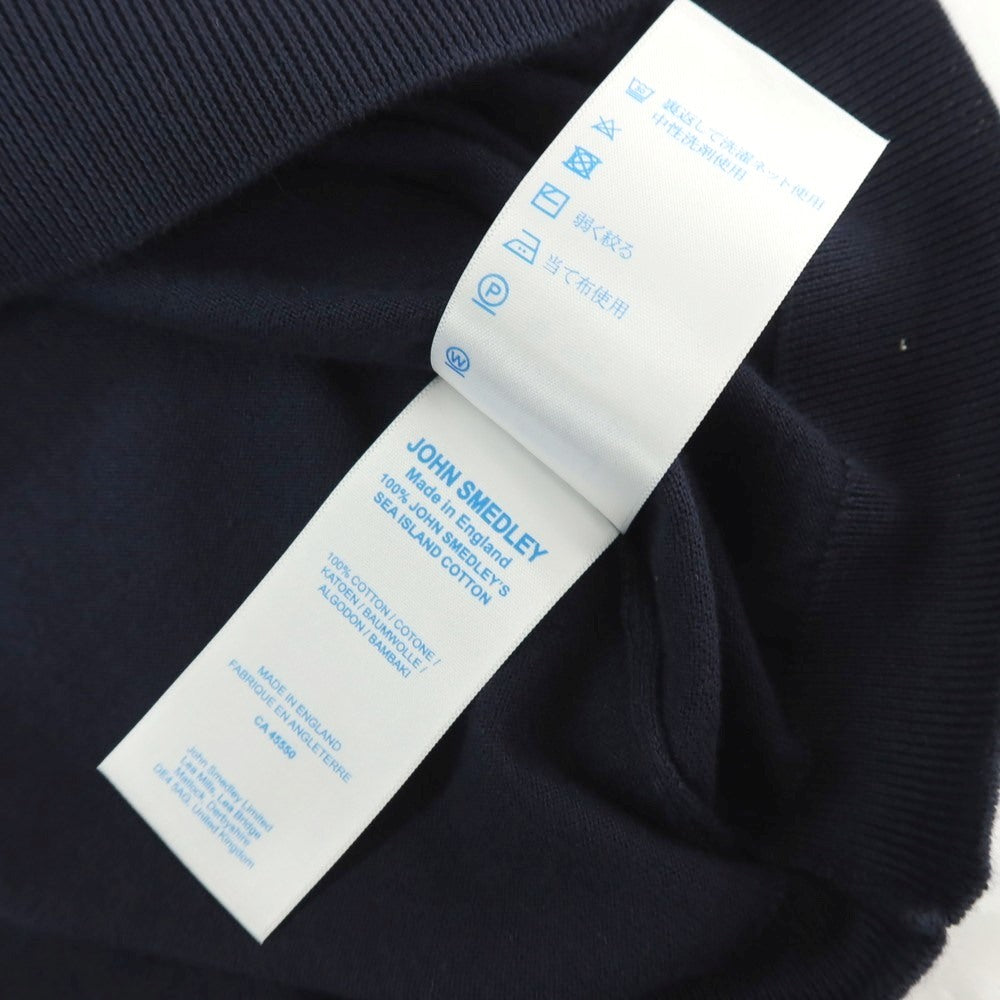 【中古】ジョンスメドレー JOHN SMEDLEY ハイゲージ コットン Vネック 半袖 プルオーバーニット ネイビー【 S 】【 状態ランクB 】【 メンズ 】