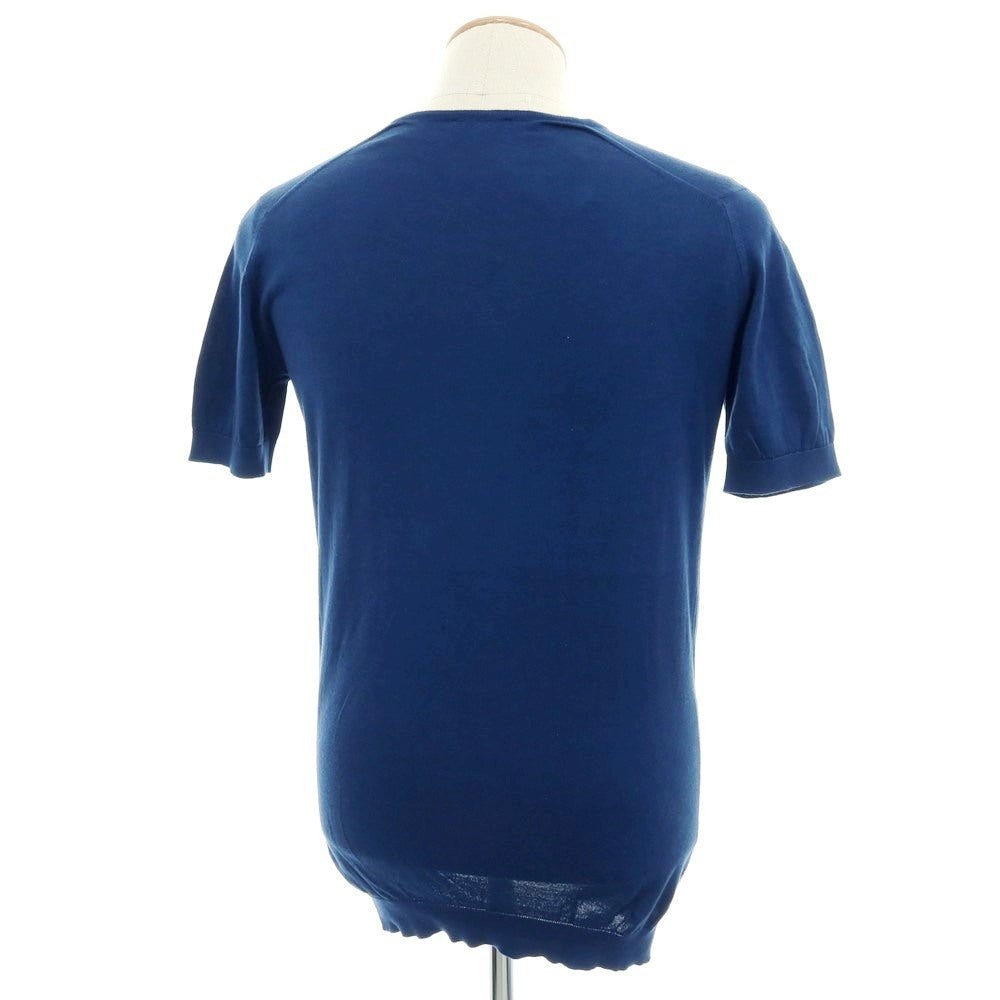 【中古】ジョンスメドレー JOHN SMEDLEY ハイゲージ コットン Vネック 半袖 プルオーバーニット ダークブルー系【 S 】【 状態ランクB 】【 メンズ 】