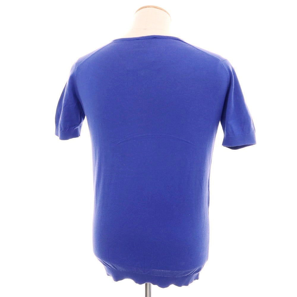 【中古】ジョンスメドレー JOHN SMEDLEY ハイゲージ コットン Vネック 半袖 プルオーバーニット スマルトブルー【 S 】【 状態ランクC 】【 メンズ 】