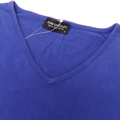 【中古】ジョンスメドレー JOHN SMEDLEY ハイゲージ コットン Vネック 半袖 プルオーバーニット スマルトブルー【 S 】【 状態ランクC 】【 メンズ 】