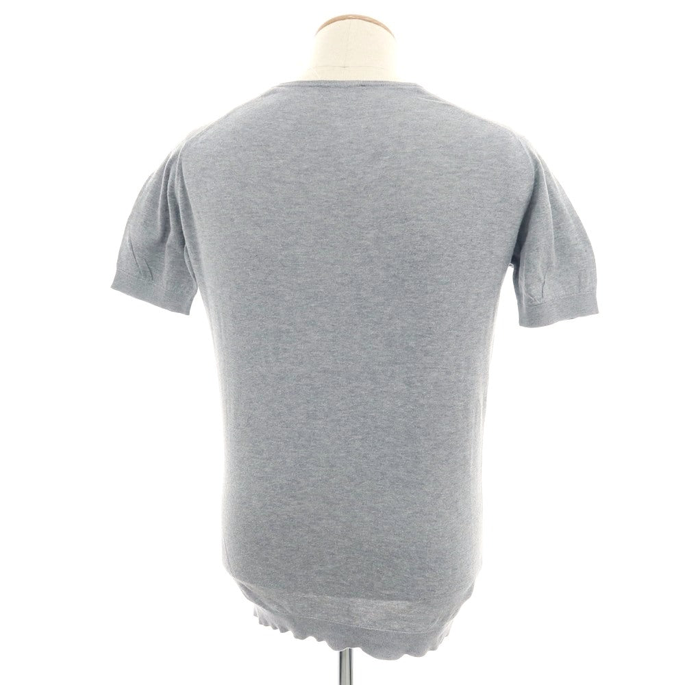 【中古】ジョンスメドレー JOHN SMEDLEY ハイゲージ コットン Vネック 半袖 プルオーバーニット ライトグレー【 S 】【 状態ランクC 】【 メンズ 】