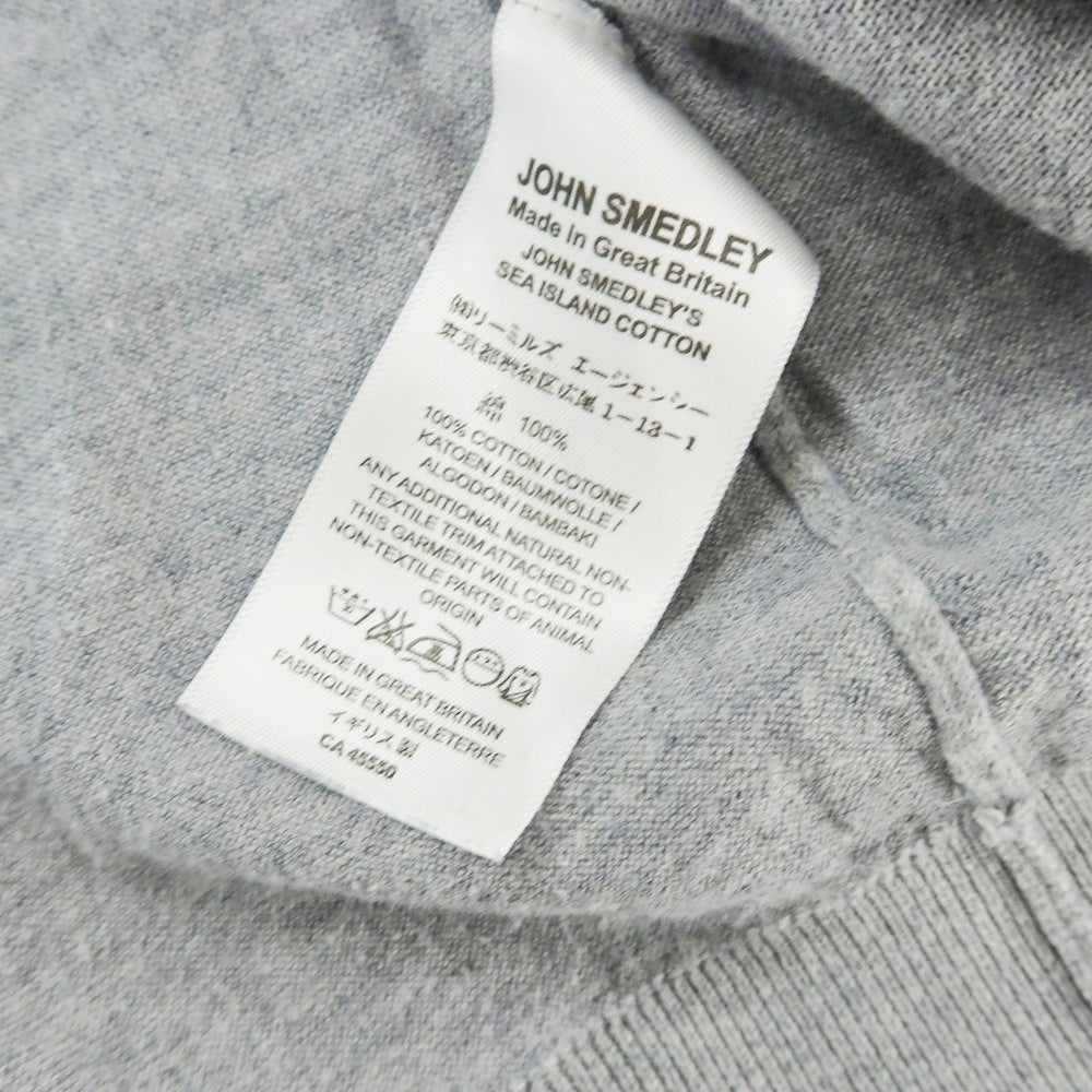 【中古】ジョンスメドレー JOHN SMEDLEY ハイゲージ コットン Vネック 半袖 プルオーバーニット ライトグレー【 S 】【 状態ランクC 】【 メンズ 】
