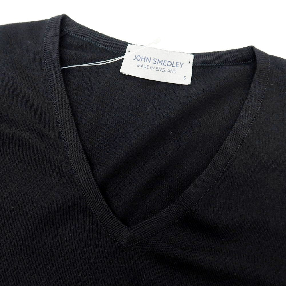 【中古】ジョンスメドレー JOHN SMEDLEY ハイゲージ コットン Vネック 半袖 プルオーバーニット ブラック【 S 】【 状態ランクA 】【 メンズ 】