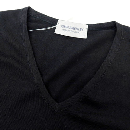 【中古】ジョンスメドレー JOHN SMEDLEY ハイゲージ コットン Vネック 半袖 プルオーバーニット ブラック【 S 】【 状態ランクA 】【 メンズ 】