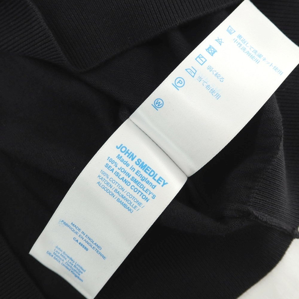 【中古】ジョンスメドレー JOHN SMEDLEY ハイゲージ コットン Vネック 半袖 プルオーバーニット ブラック【 S 】【 状態ランクA 】【 メンズ 】