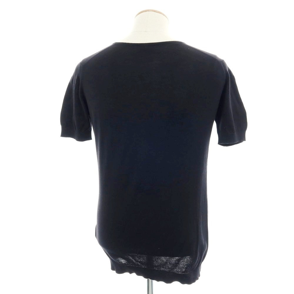 【中古】ジョンスメドレー JOHN SMEDLEY ハイゲージ コットン Vネック 半袖 プルオーバーニット ブラック【 S 】【 状態ランクC 】【 メンズ 】
