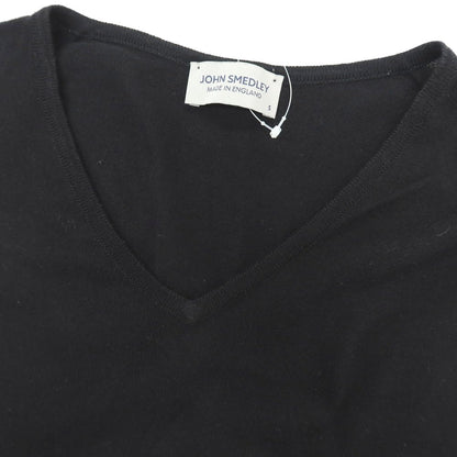 【中古】ジョンスメドレー JOHN SMEDLEY ハイゲージ コットン Vネック 半袖 プルオーバーニット ブラック【 S 】【 状態ランクC 】【 メンズ 】