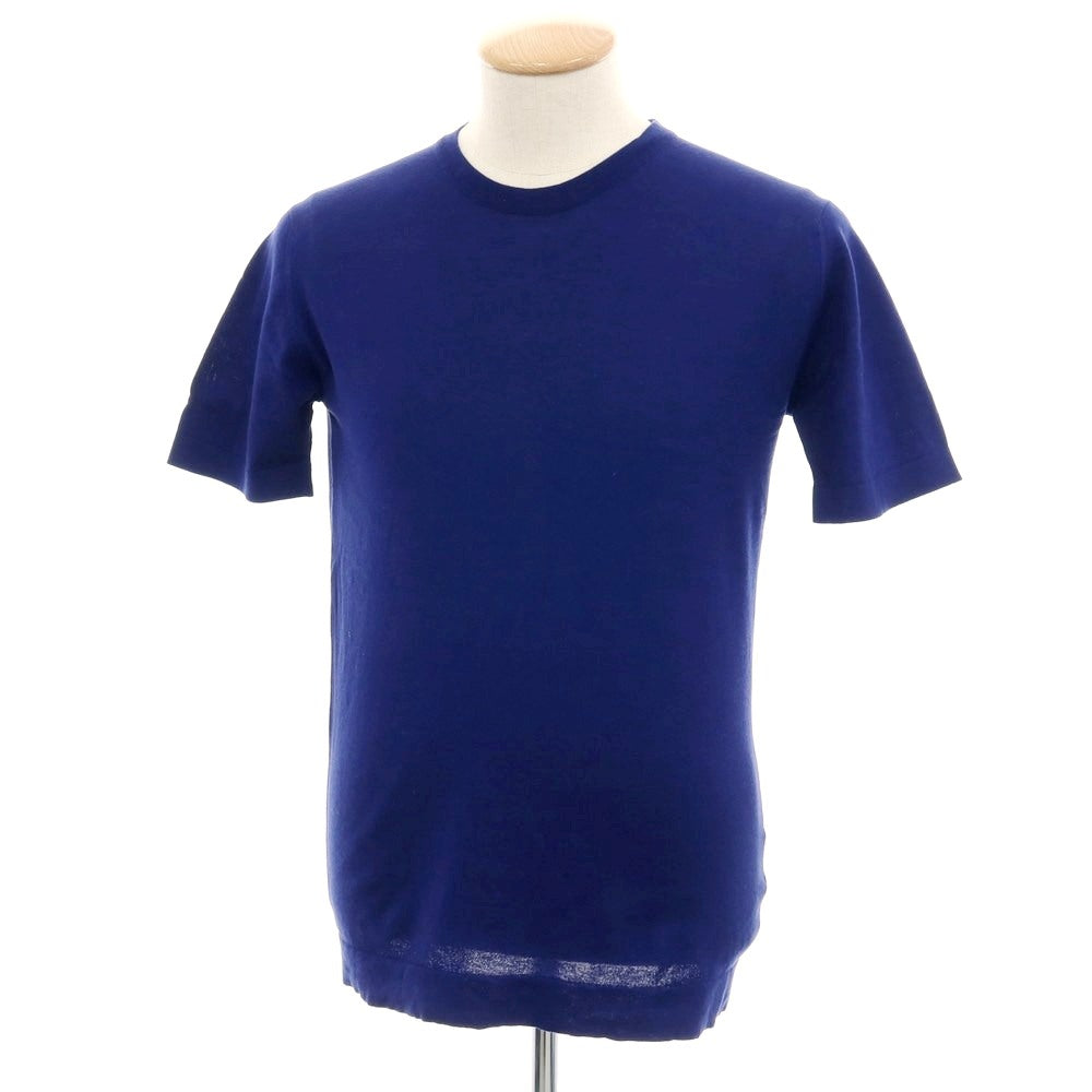 【中古】ジョンスメドレー JOHN SMEDLEY ハイゲージ コットン クルーネック 半袖 プルオーバーニット ライトネイビー【 S 】【 状態ランクB 】【 メンズ 】