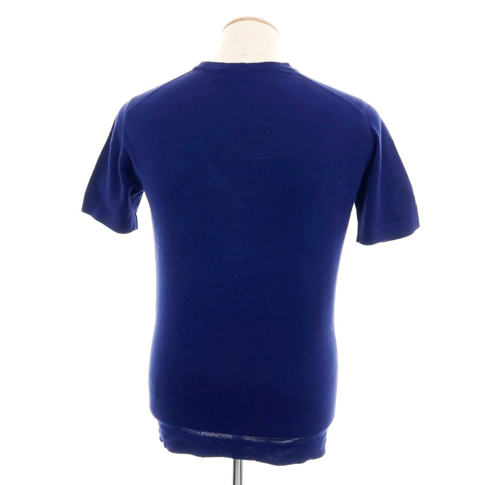 【中古】ジョンスメドレー JOHN SMEDLEY ハイゲージ コットン クルーネック 半袖 プルオーバーニット ライトネイビー【 S 】【 状態ランクB 】【 メンズ 】
