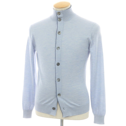 【中古】セッテフィーリ カシミア Settefili Cashmere ハイゲージ カシミヤシルク スタンドカラー カーディガン ライトブルー【 44 】【 状態ランクB 】【 メンズ 】