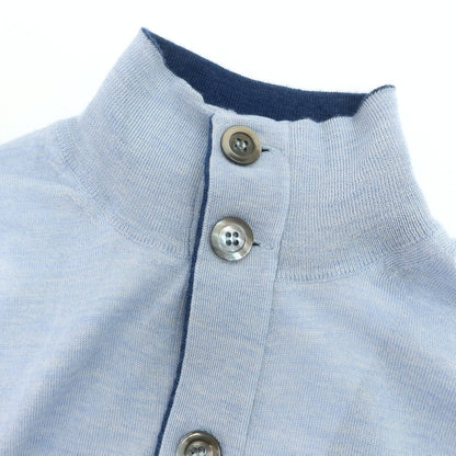 【中古】セッテフィーリ カシミア Settefili Cashmere ハイゲージ カシミヤシルク スタンドカラー カーディガン ライトブルー【 44 】【 状態ランクB 】【 メンズ 】