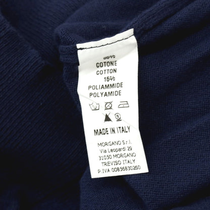 【中古】モルガーノ MORGANO コットンナイロン クルーネック 半袖 プルオーバーニット ネイビー【 48/S 】【 状態ランクC 】【 メンズ 】