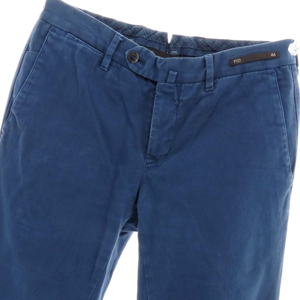 【中古】ピーティーゼロウーノ PT01 OPTICAL ストレッチ コットン カジュアルスラックスパンツ ライトネイビー【 44 】【 状態ランクC 】【 メンズ 】