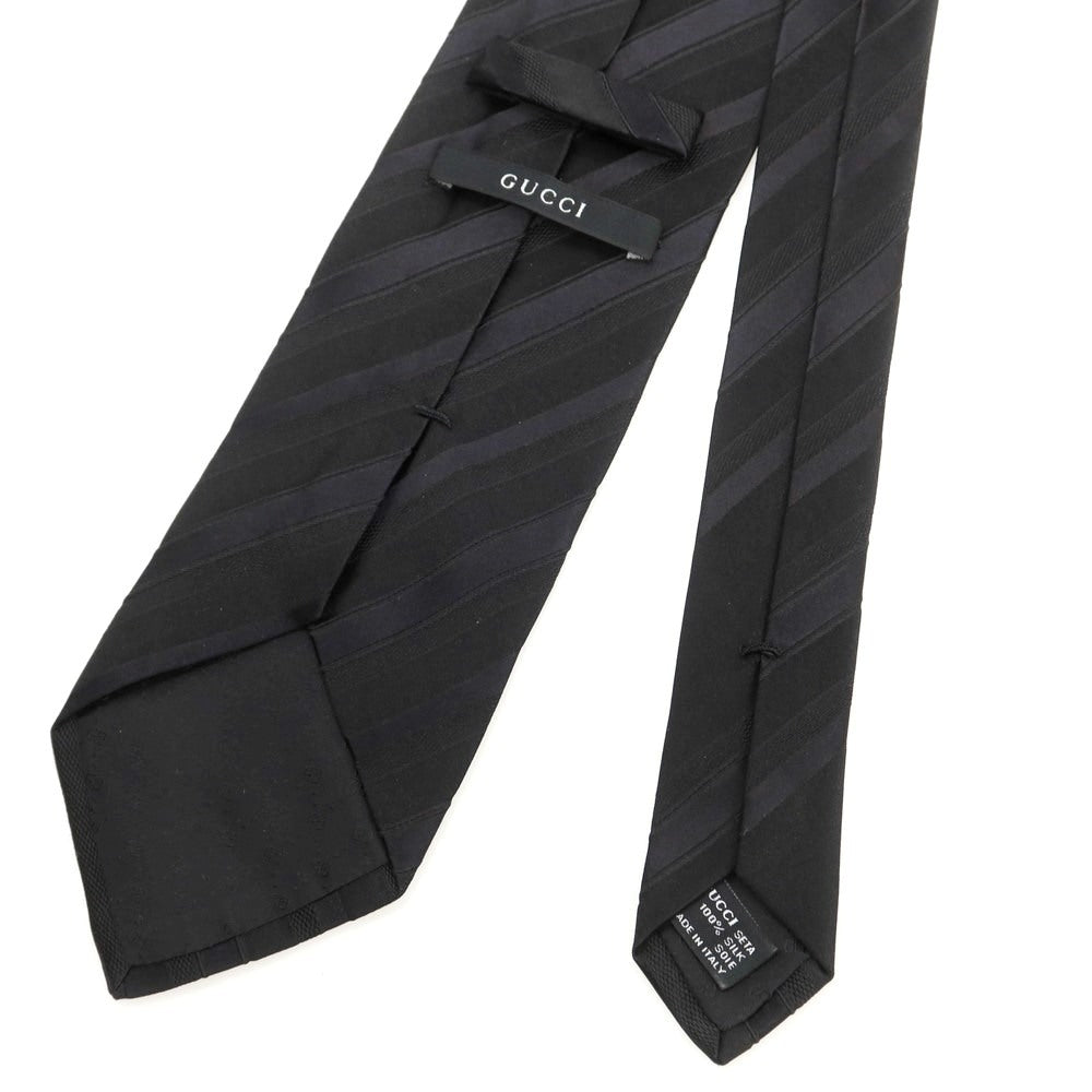 【中古】グッチ GUCCI シルク ストライプ柄ネクタイ ブラック【 状態ランクB 】【 メンズ 】