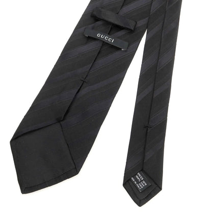 【中古】グッチ GUCCI シルク ストライプ柄ネクタイ ブラック【 状態ランクB 】【 メンズ 】