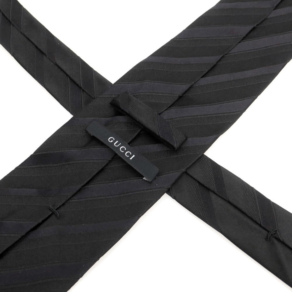 【中古】グッチ GUCCI シルク ストライプ柄ネクタイ ブラック【 状態ランクB 】【 メンズ 】