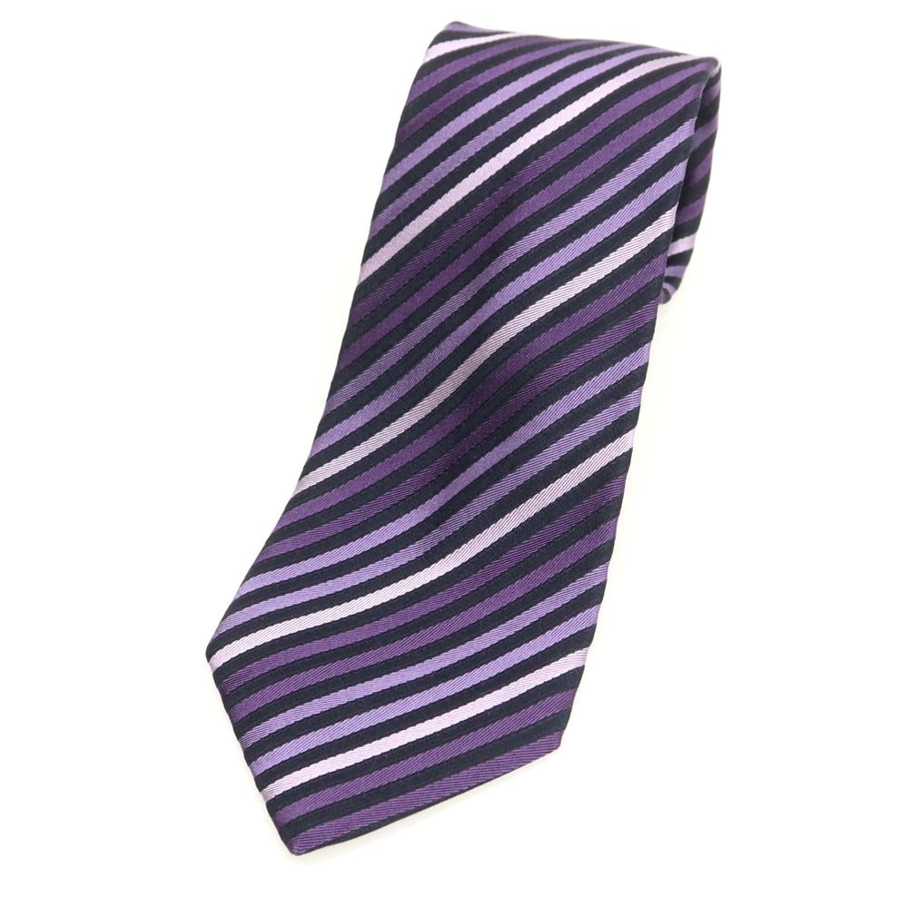 【中古】バグッタ Bagutta シルク ストライプ柄ネクタイ パープルxブラック【 状態ランクA 】【 メンズ 】