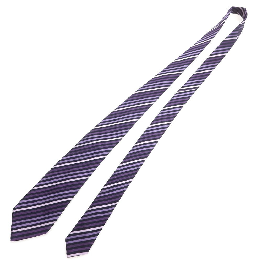 【中古】バグッタ Bagutta シルク ストライプ柄ネクタイ パープルxブラック【 状態ランクA 】【 メンズ 】