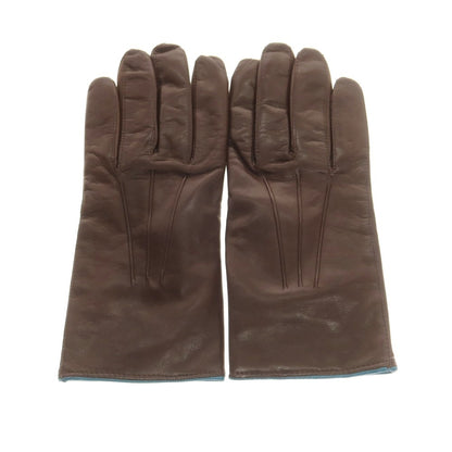 【中古】パルテノペア グァンティ PARTENOPEA GUANTI レザー ウールライニング 手袋 グローブ ダークブラウンxブルー系【 8 】【 状態ランクB 】【 メンズ 】