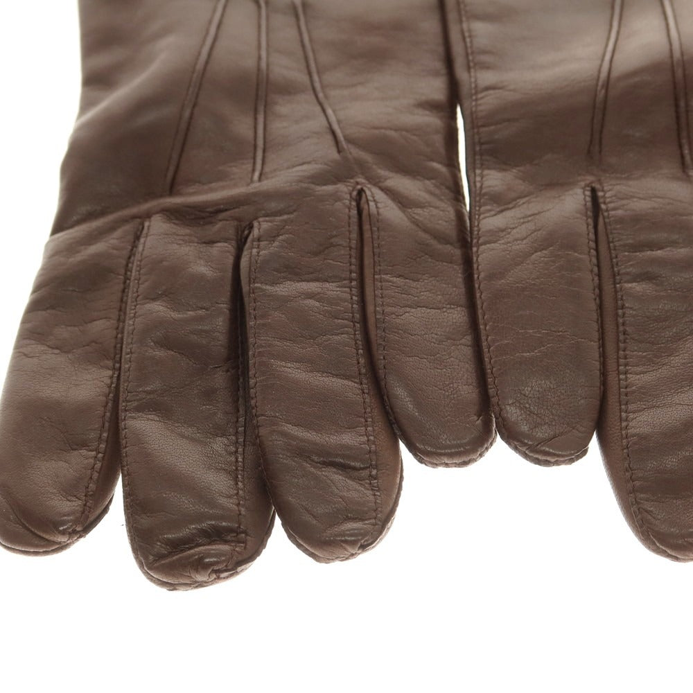 【中古】パルテノペア グァンティ PARTENOPEA GUANTI レザー ウールライニング 手袋 グローブ ダークブラウンxブルー系【 8 】【 状態ランクB 】【 メンズ 】