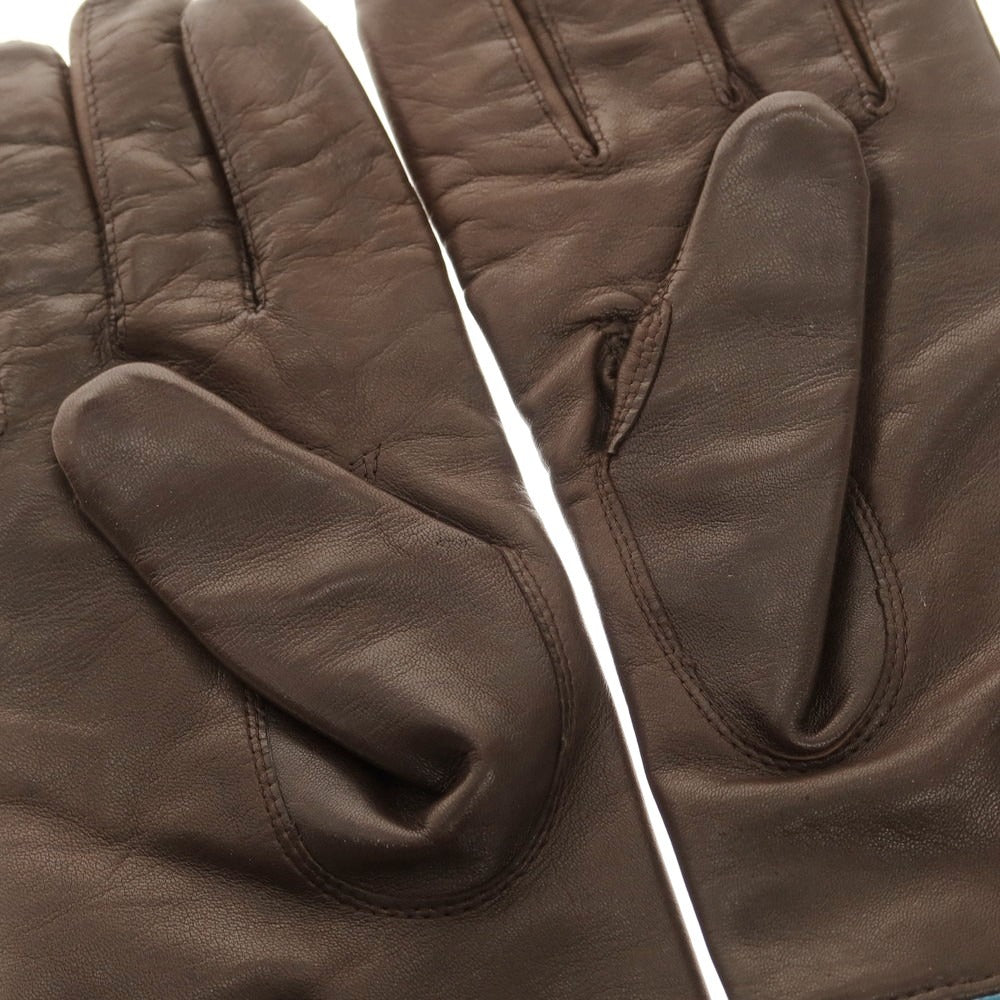 【中古】パルテノペア グァンティ PARTENOPEA GUANTI レザー ウールライニング 手袋 グローブ ダークブラウンxブルー系【 8 】【 状態ランクB 】【 メンズ 】