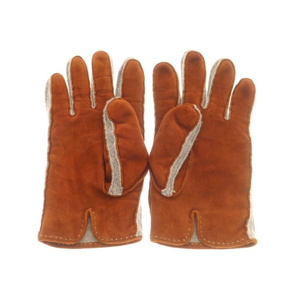 【中古】マッツォレーニ MAZZOLENI スエード カシミヤ 手袋 グローブ ブラウンxベージュ【 7 1/2 】【 状態ランクB 】【 メンズ 】