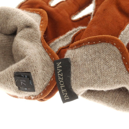 【中古】マッツォレーニ MAZZOLENI スエード カシミヤ 手袋 グローブ ブラウンxベージュ【 7 1/2 】【 状態ランクB 】【 メンズ 】