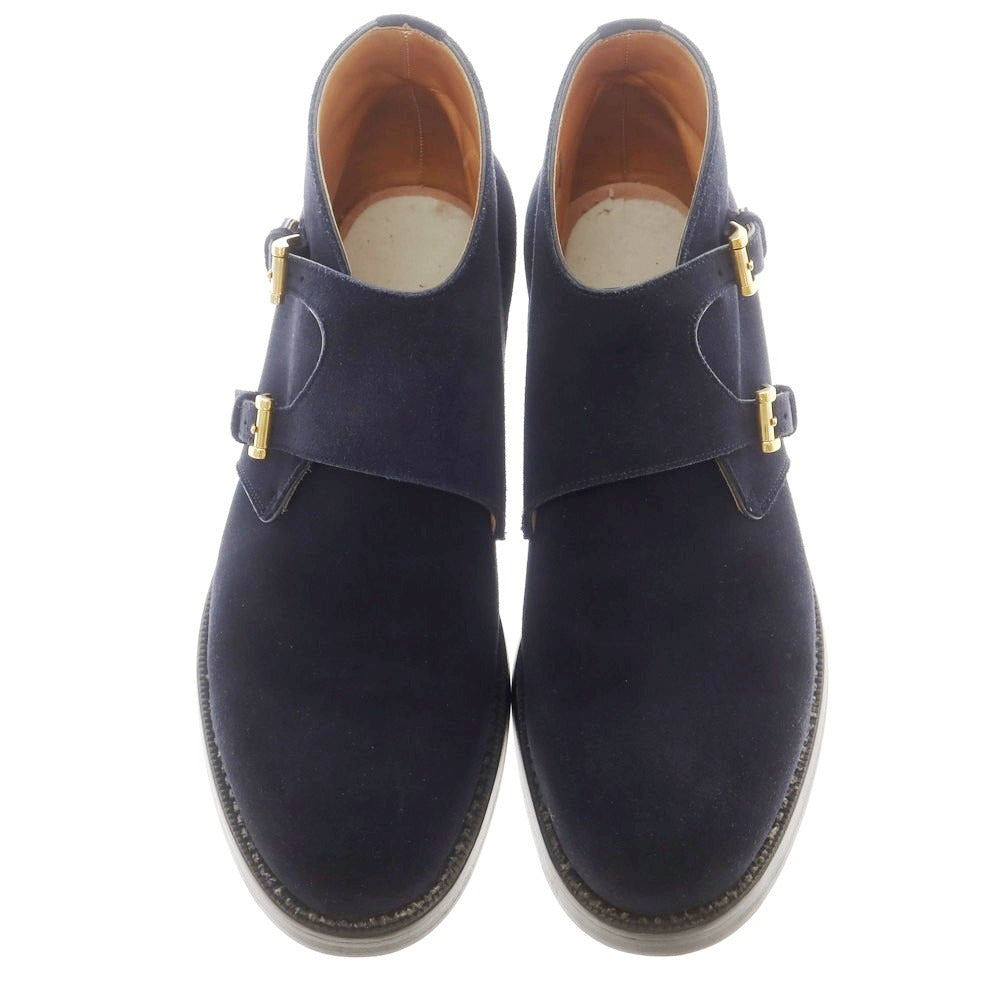 【中古】フラテッリジャコメッティ F.LLI Giacometti スエード ダブルモンク ブーツ ネイビー【 401/2 】【 状態ランクB 】【 メンズ 】