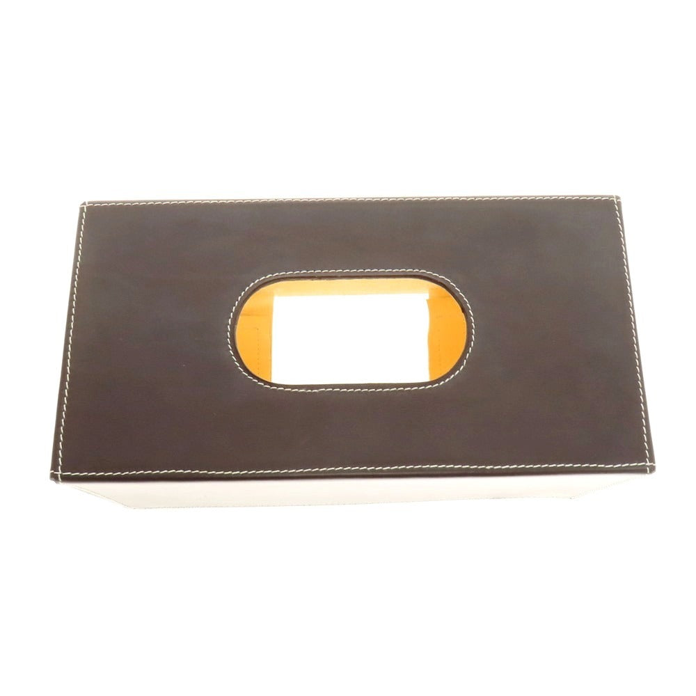 【中古】チェレリーニ CELLERINI レザーボックスティッシュケース ダークブラウン【 状態ランクB 】【 メンズ 】