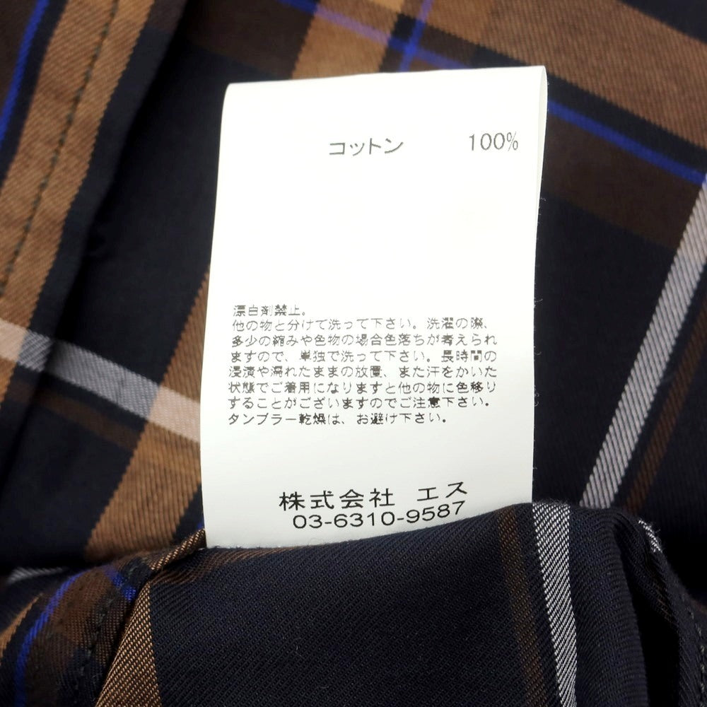 【中古】オンブレニーニョ Hombre Nino コットン チェック レギュラーカラー カジュアルシャツ ダークネイビーxライトブラウン【サイズL】【 状態ランクB 】【 メンズ 】 [CPD]
