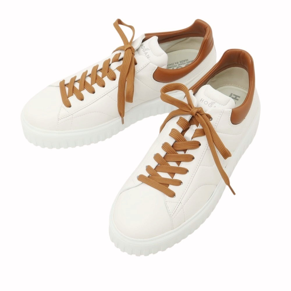 【中古】【未使用】ホーガン Hogan レザー スニーカー ホワイトxブラウン【 サイズ8 】【 状態ランクS 】【 メンズ 】 [BPD]