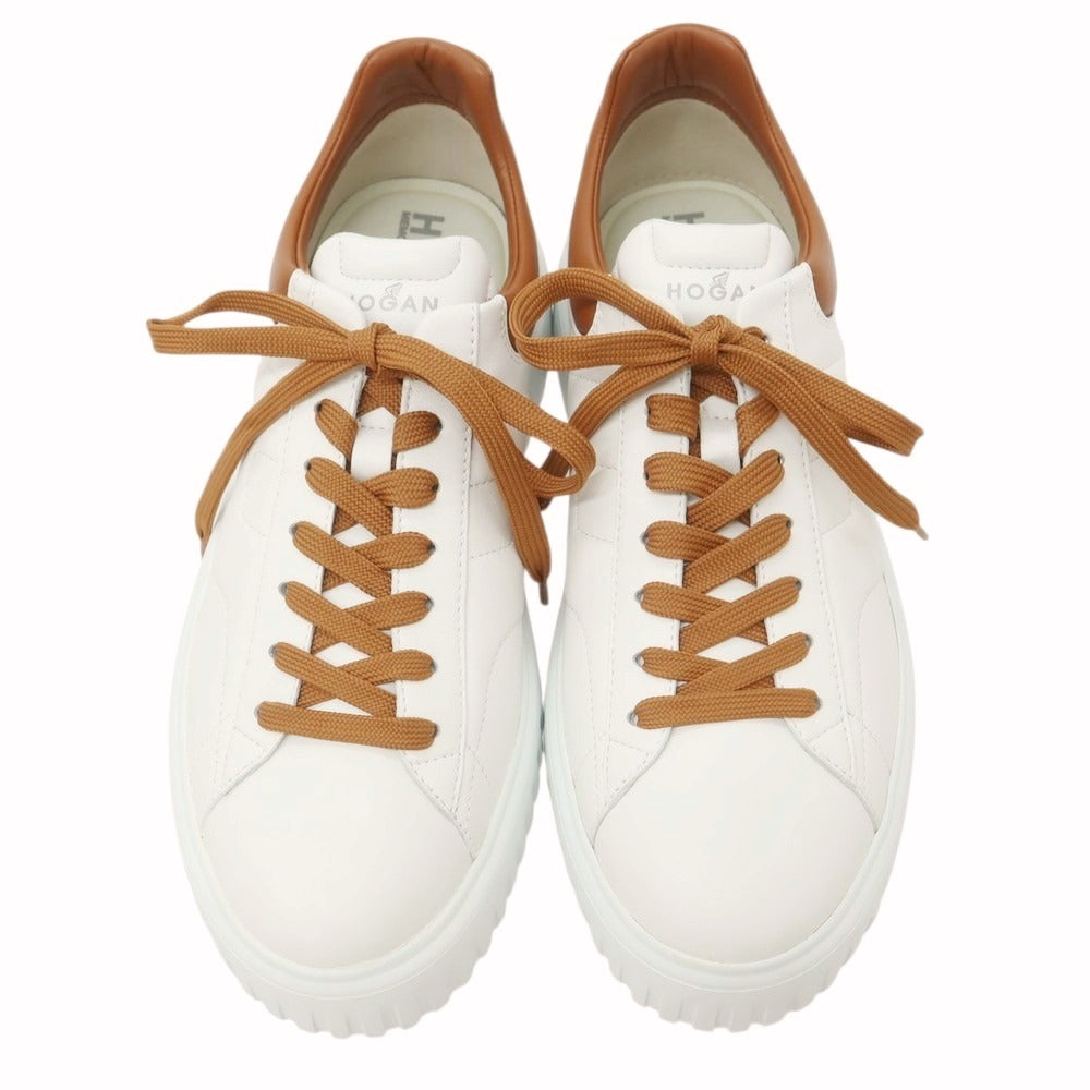 【中古】【未使用】ホーガン Hogan レザー スニーカー ホワイトxブラウン【 8 】【 状態ランクS 】【 メンズ 】