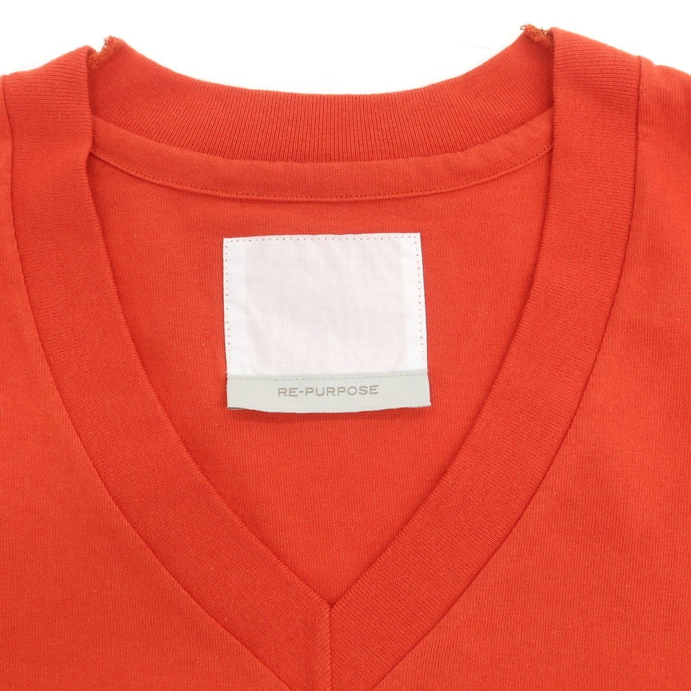 【中古】リパーパス RE-PURPOSE コットン天竺 Vネック 長袖Ｔシャツ レッドオレンジ【 サイズL 】【 状態ランクB 】【 メンズ 】 [BPD]