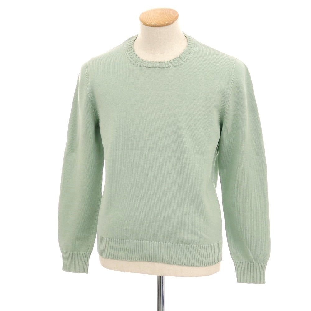 【中古】グランサッソ GRAN SASSO コットン クルーネック プルオーバーニット ライトダスティグリーン【 46 】【 状態ランクB 】【 メンズ 】