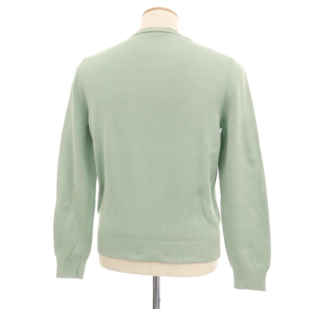 【中古】グランサッソ GRAN SASSO コットン クルーネック プルオーバーニット ライトダスティグリーン【 46 】【 状態ランクB 】【 メンズ 】