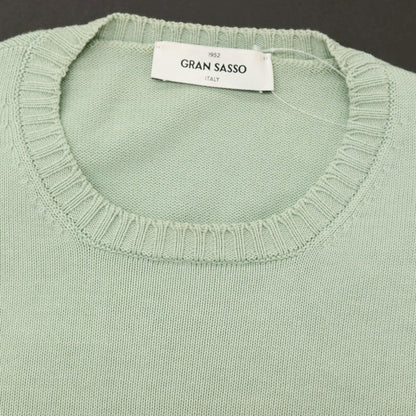 【中古】グランサッソ GRAN SASSO コットン クルーネック プルオーバーニット ライトダスティグリーン【 46 】【 状態ランクB 】【 メンズ 】