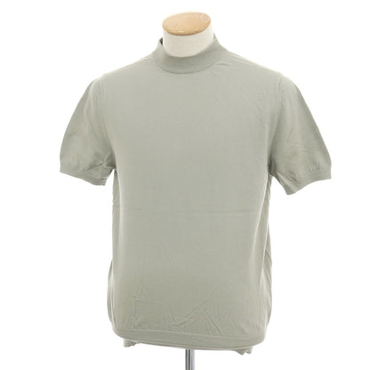 【中古】クルチアーニ CRUCIANI コットン モックネック 半袖 プルオーバーニット グリーングレー系【 46 】【 状態ランクB 】【 メンズ 】