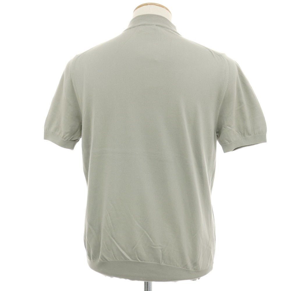 【中古】クルチアーニ CRUCIANI コットン モックネック 半袖 プルオーバーニット グリーングレー系【 46 】【 状態ランクB 】【 メンズ 】