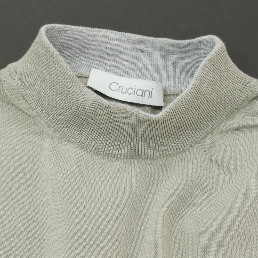 【中古】クルチアーニ CRUCIANI コットン モックネック 半袖 プルオーバーニット グリーングレー系【 46 】【 状態ランクB 】【 メンズ 】